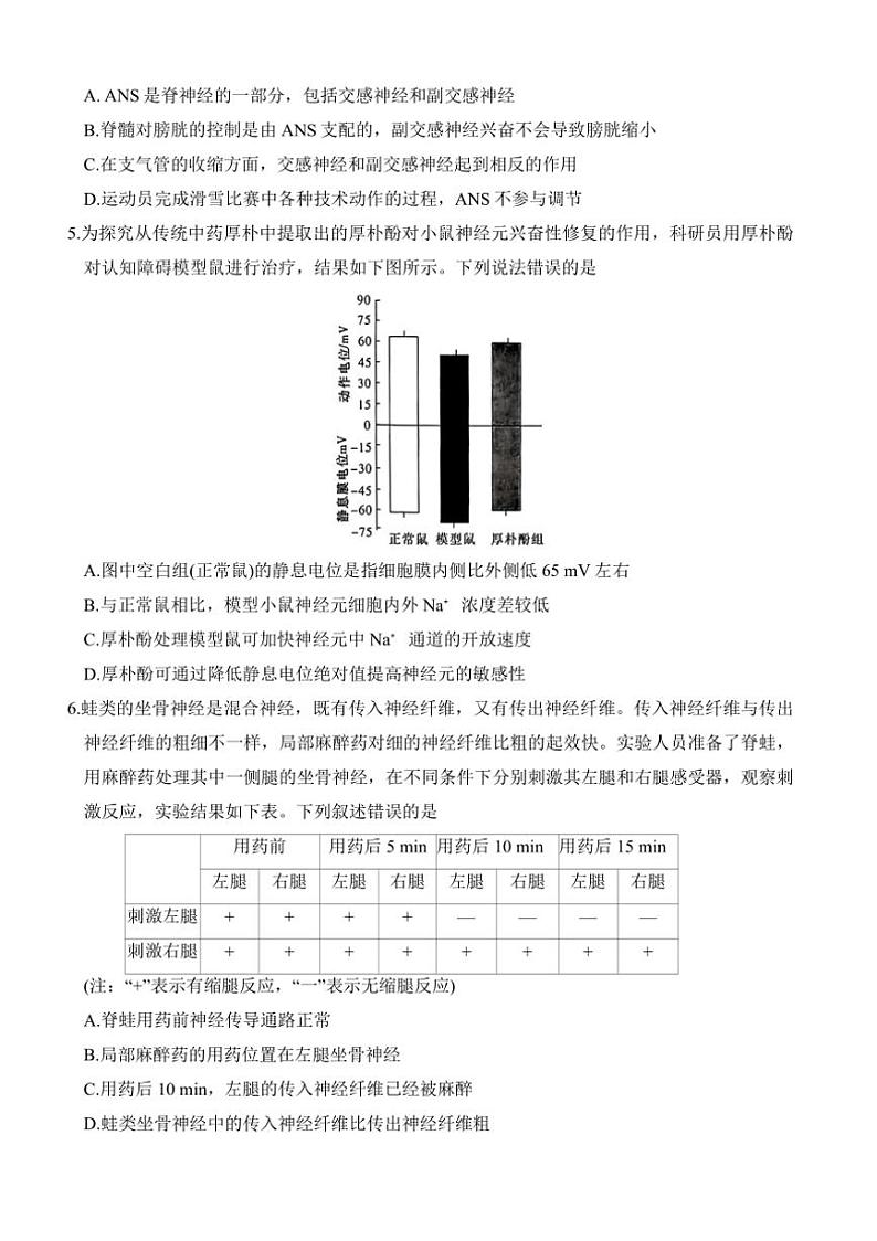 [生物]湖南省长沙第一中学校2024～2025学年高二上学期第一次阶段性检测学月考试卷(有答案)第2页