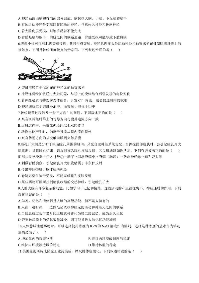 [生物]辽宁省部分名校2024～2025学年高二上学期联合质量检测学月考试题(有答案)第2页