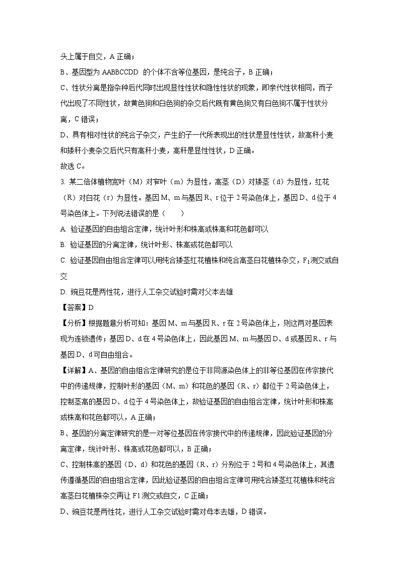 [生物]四川省宜宾市三中教育集团2024-2025学年高二上学期开学考试试题(解析版)02