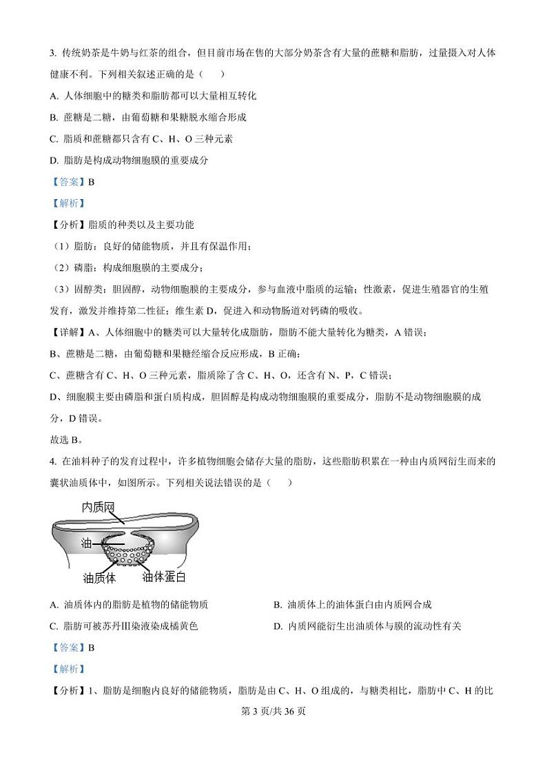 下关一中教育集团2024～2025学年高二年级上学期段考（一）生物答案第3页