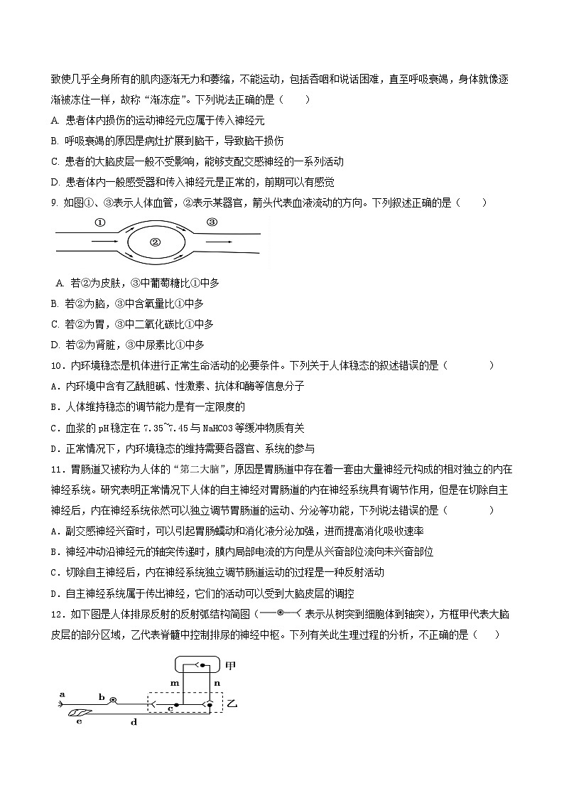 湖北省武汉市第四中学2024-2025学年高二上学期10月月考生物试题第3页