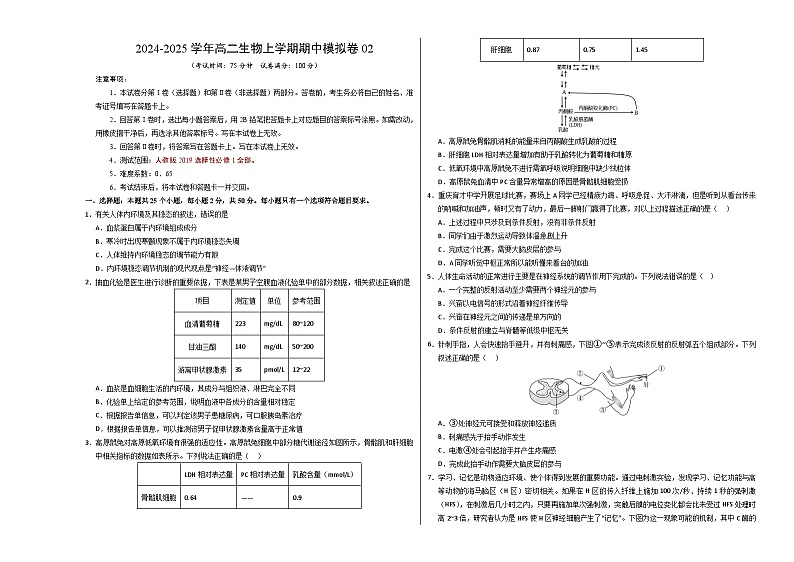（人教版2019，选择性必修1）02（考试版A3）（人教版2019）第1页