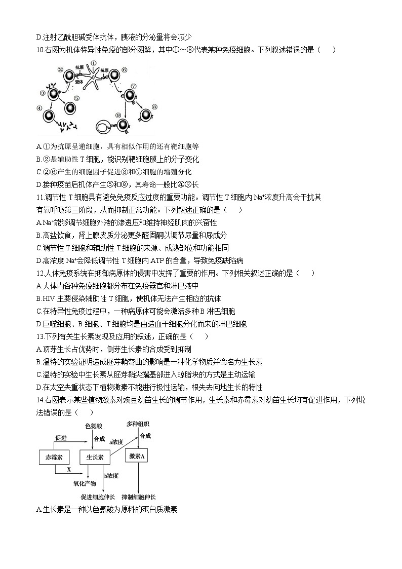 江苏省南京市第二十九中学2024-2025学年高二上学期第二次月考（期中模拟）生物试题第3页