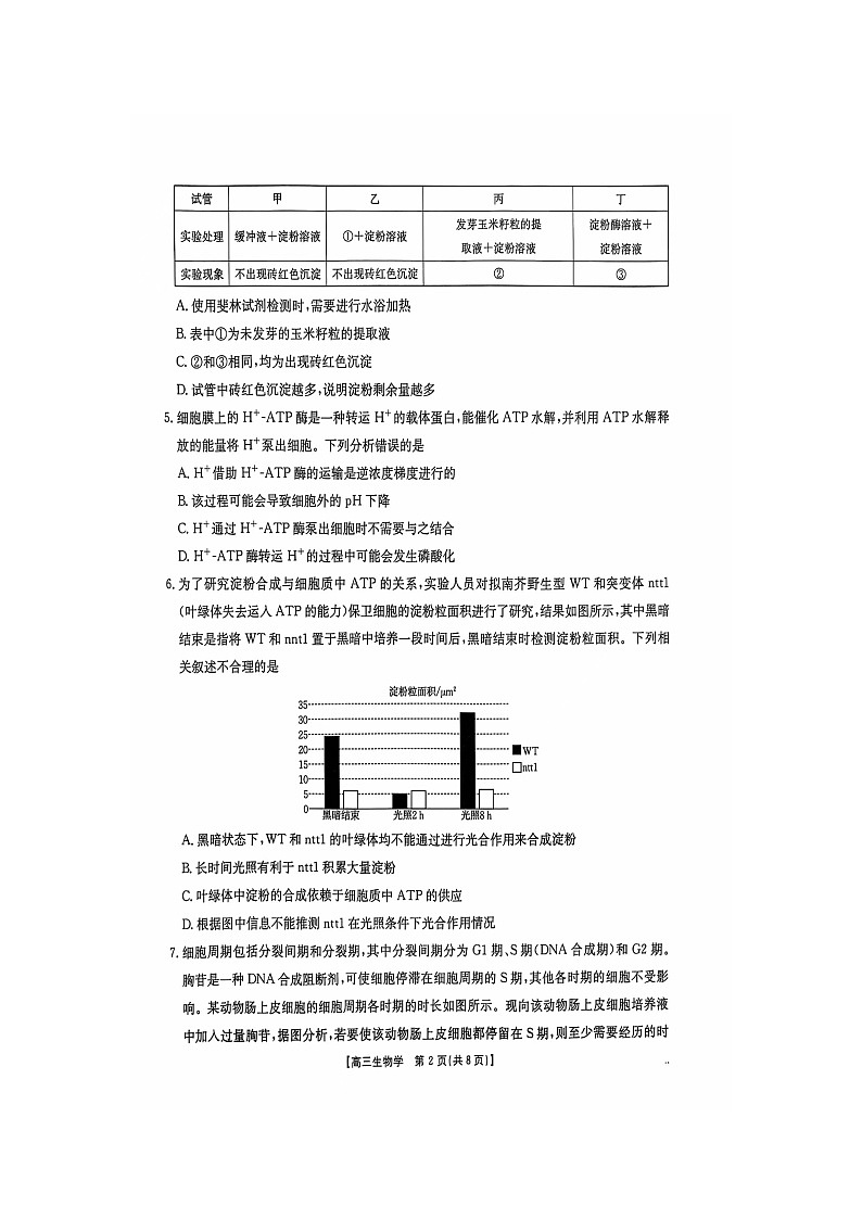 江西省部分学校2024-2025学年高三上学期10月联考生物试卷02