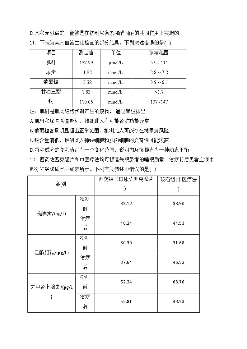 福建省莆田市五校联考2023-2024学年高二上学期期中考试生物试卷(含答案)第3页