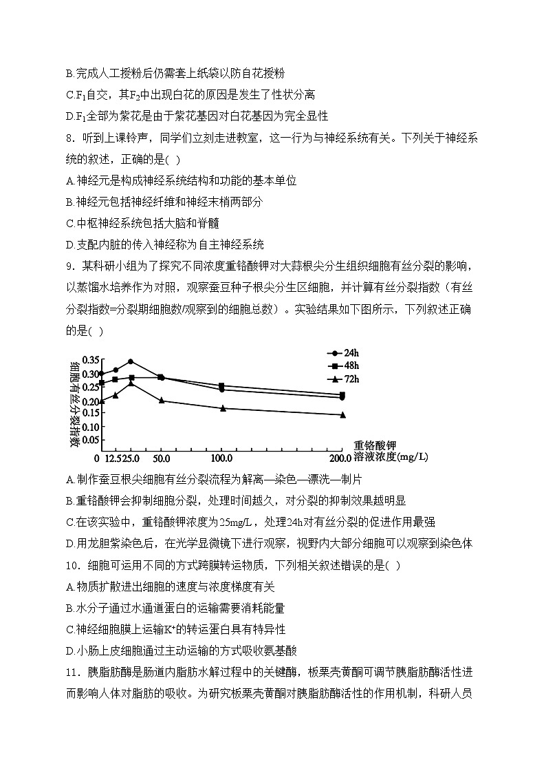 浙江省丽水市五校2024-2025学年高二上学期10月联考生物试卷(含答案)第2页