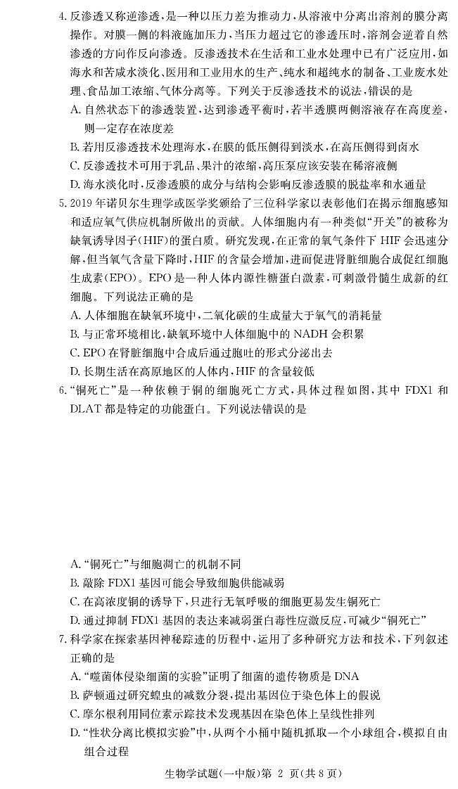 生物丨湖南省长沙市第一中学2025届高三10月月考卷（二）生物试卷及答案第2页