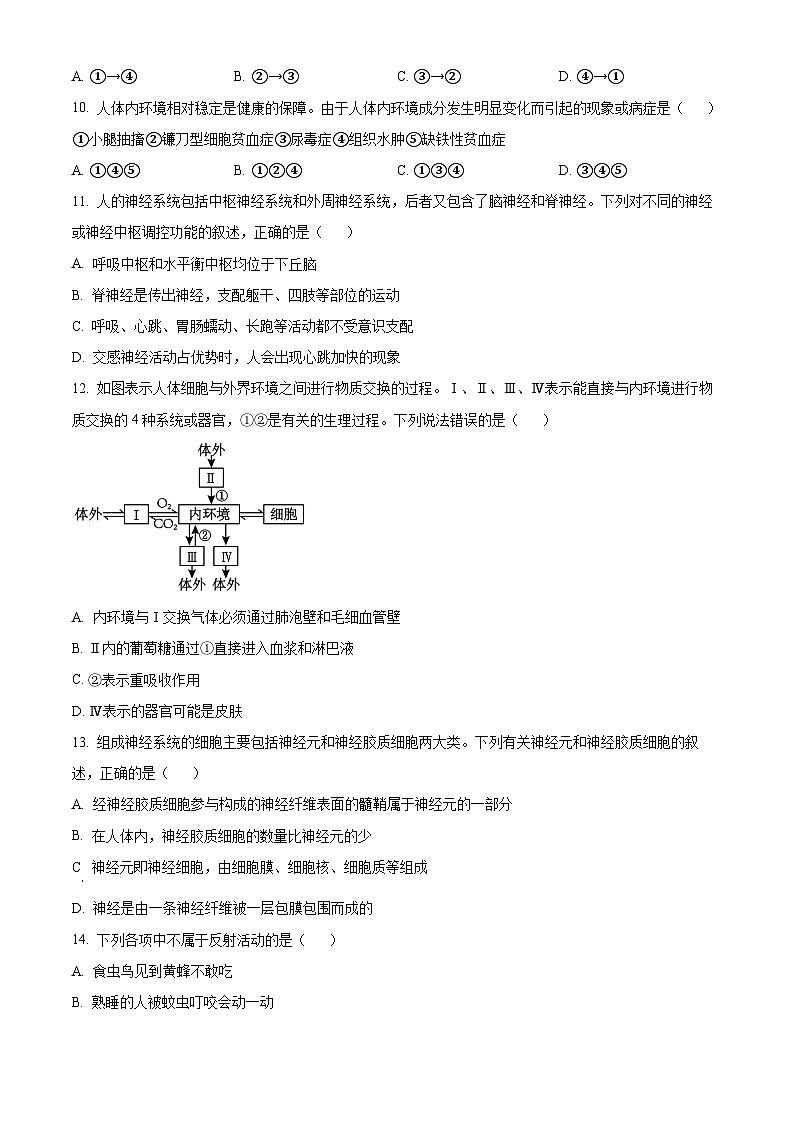 北京市第八中学京西校区2024-2025学年高二上学期10月月考生物练习题试卷（Word版附解析）03