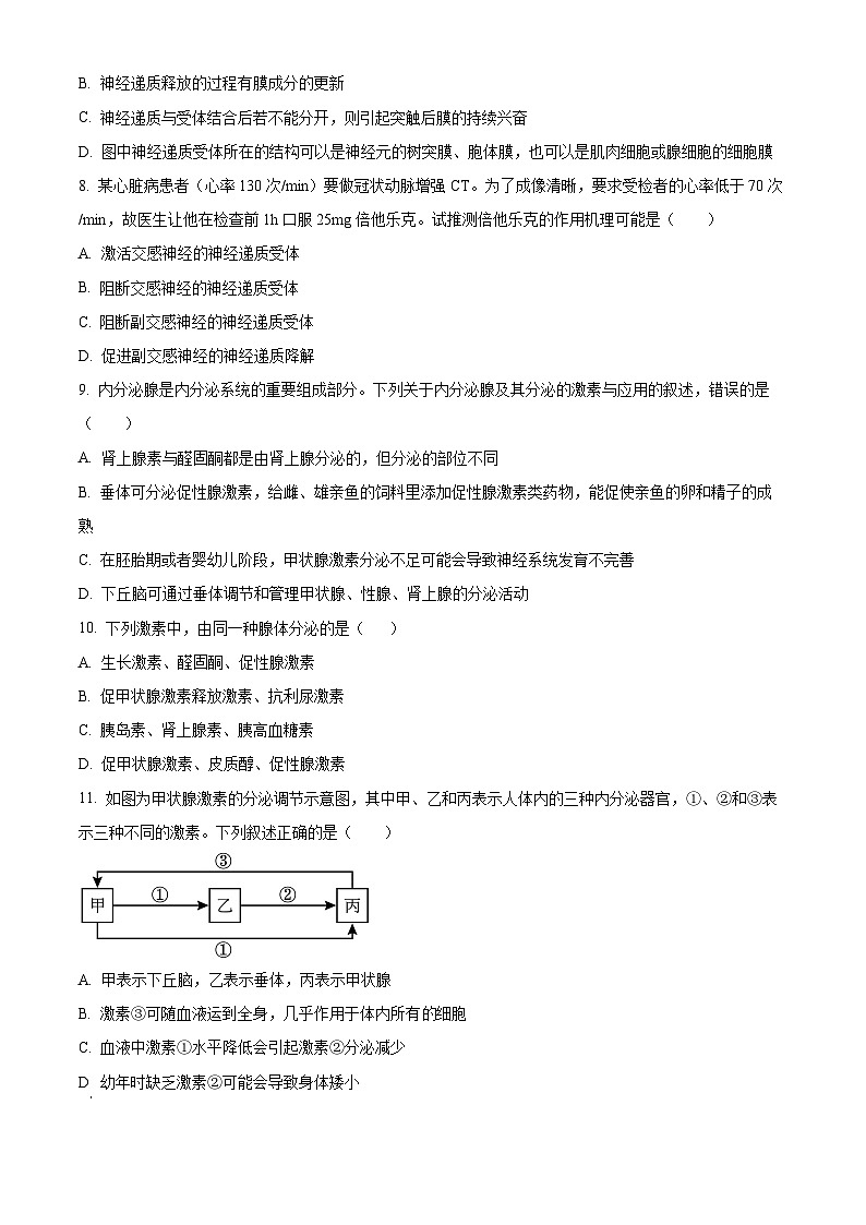精品解析：黑龙江省绥化市2024-2025学年高二上学期期中考试生物试题（原卷版）第3页