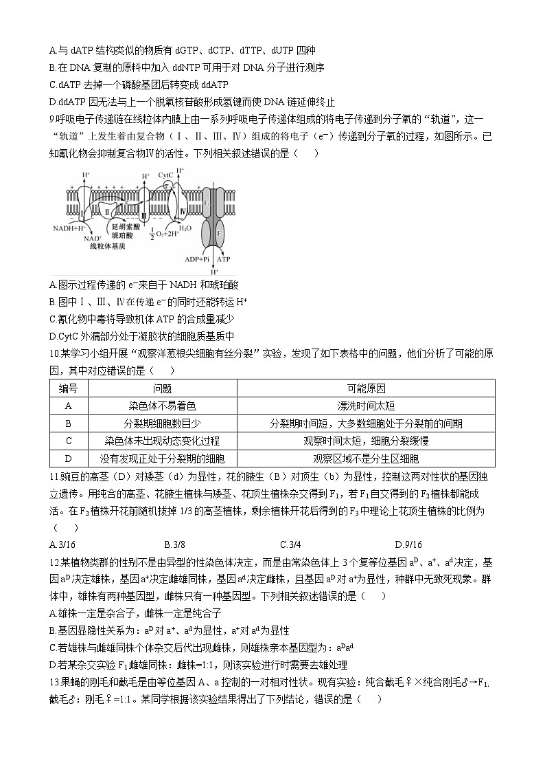 山西省三晋卓越联盟2024-2025学年高三上学期10月质量检测生物试卷第3页