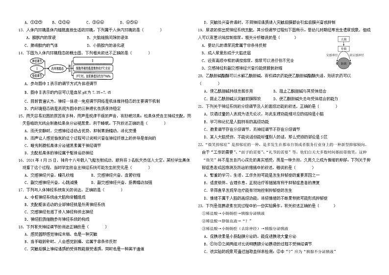 云南省开远市第一中学校2024-2025学年高二上学期10月检测生物试题02