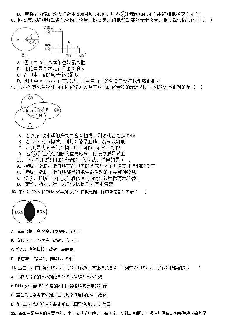 吉林省通化市梅河口市梅河口市第五中学2024-2025学年高一上学期10月期中生物试题第2页