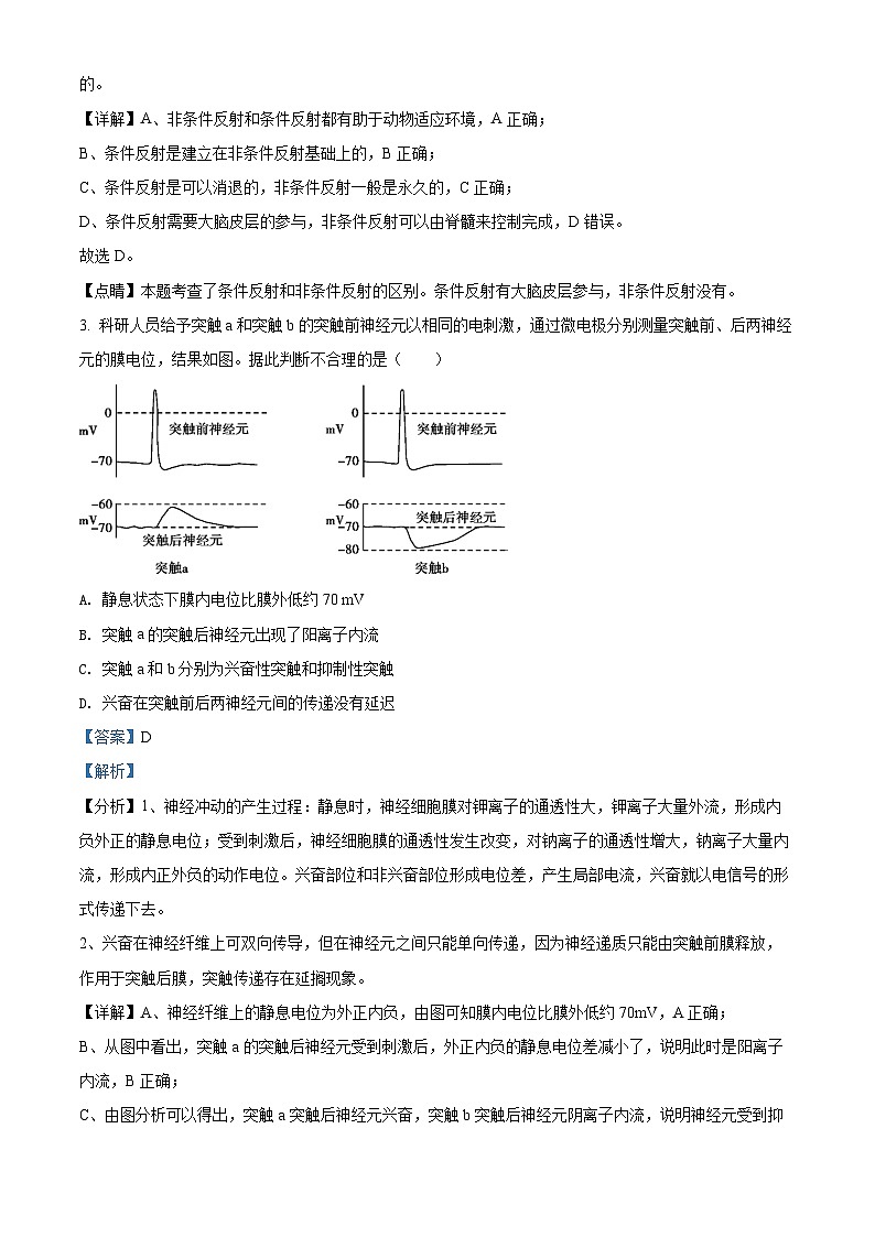 精品解析：辽宁省沈阳市郊联体2020-2021学年高二上学期期末生物试题（解析版）第2页