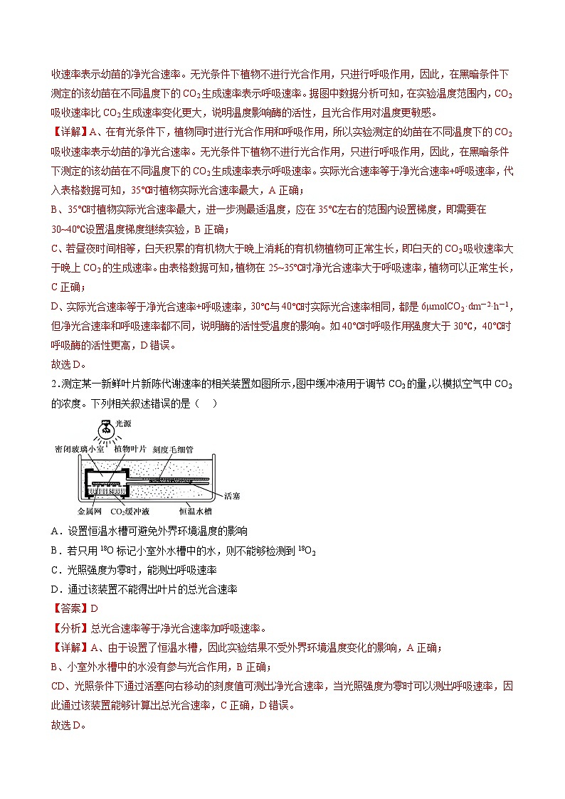 新高考生物一轮复习讲练测第10讲 光合作用（第二课时）（练习）（解析版）第2页