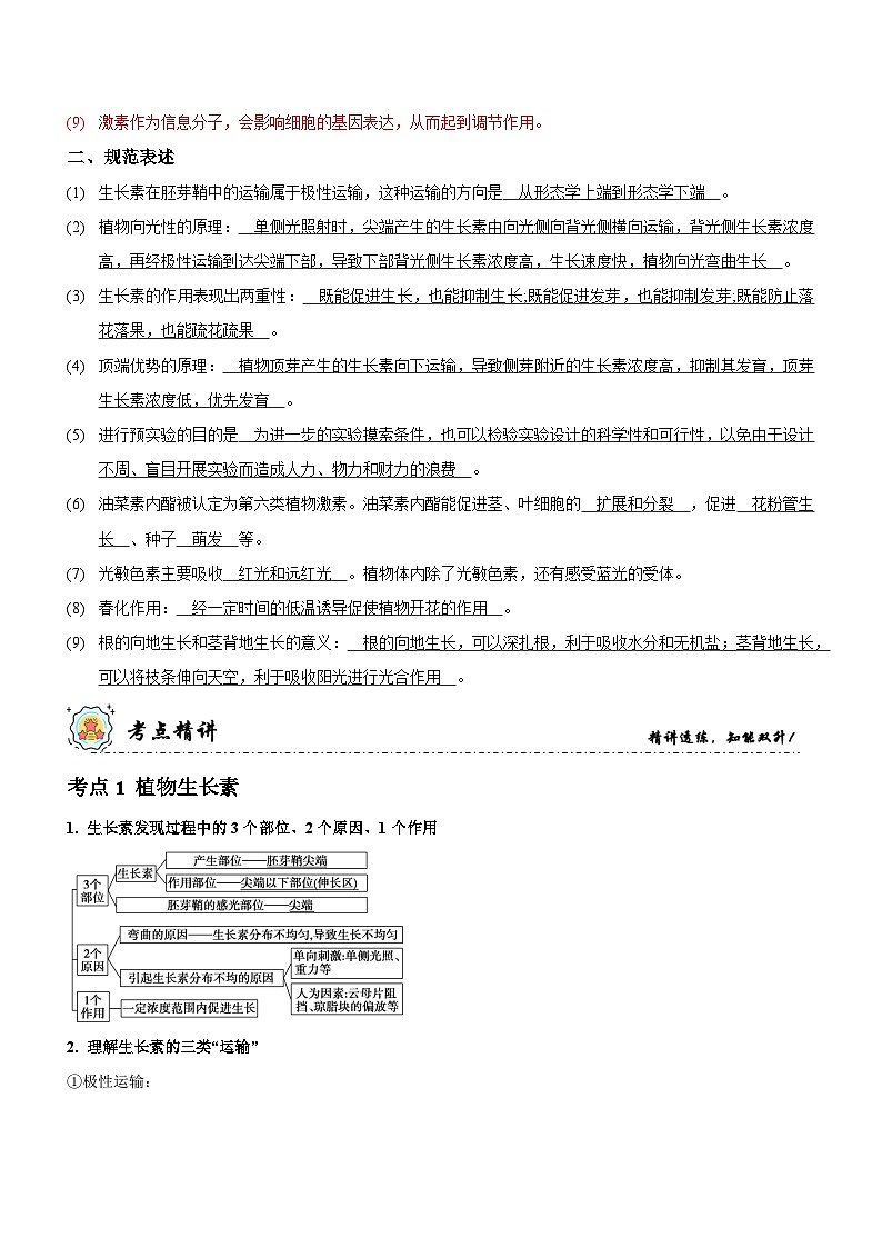 新高考生物二轮复习讲练测第11讲 植物生命活动的调节（讲练）（解析版）第3页