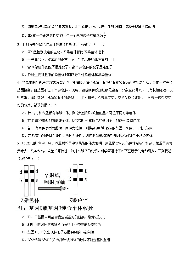 新高考生物二轮复习讲练测第08讲 伴性遗传和人类遗传病（练习）（原卷版）第2页