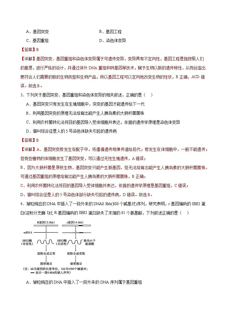 新高考生物二轮复习讲练测第10讲 生物的变异和进化（练习）（解析版）第2页