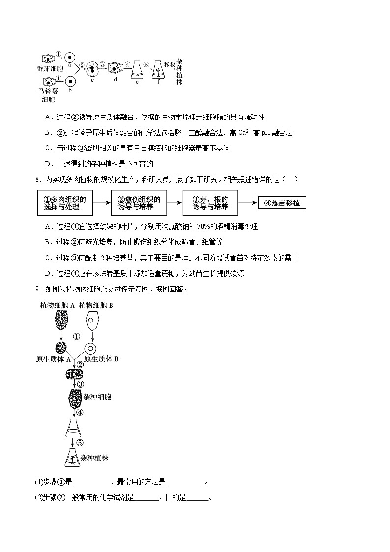 新高考生物二轮复习讲练测第17讲 细胞工程（练习）（原卷版）第3页