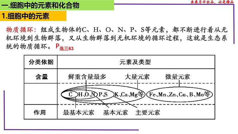 （新人教版）新高考生物一轮复习精讲课件05 元素和化合物 水 无机盐、物质检测（含答案）第5页