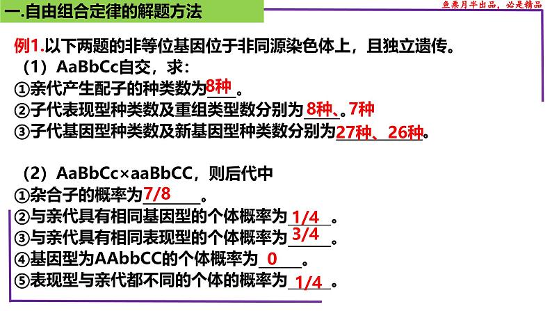 （新人教版）新高考生物一轮复习精讲课件33 自由组合定律的题型（第1课时）（含答案）07