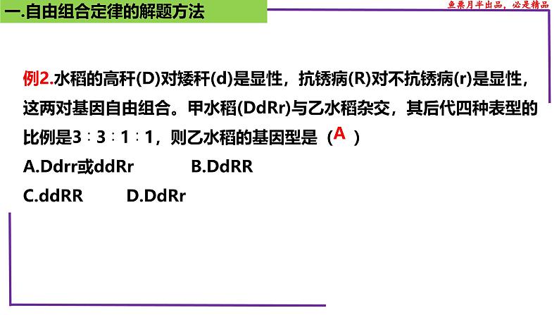 （新人教版）新高考生物一轮复习精讲课件33 自由组合定律的题型（第1课时）（含答案）08