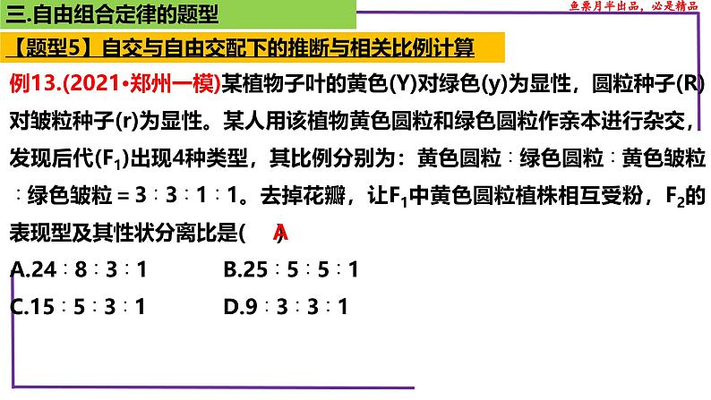 （新人教版）新高考生物一轮复习精讲课件34 自由组合定律的题型（第2课时）（含答案）第5页