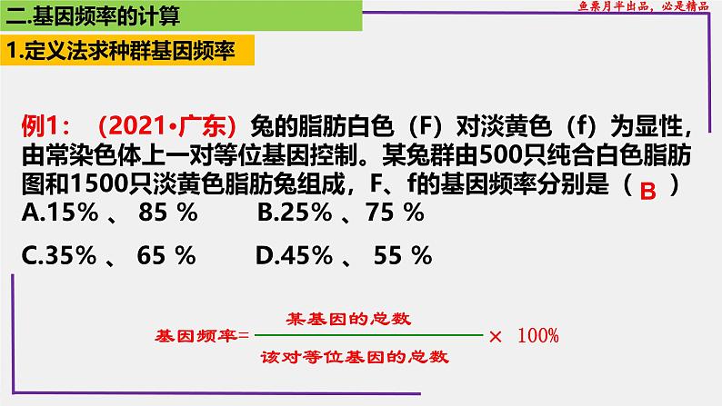 （新人教版）新高考生物一轮复习精讲课件49种群基因频率的计算（含答案）第5页