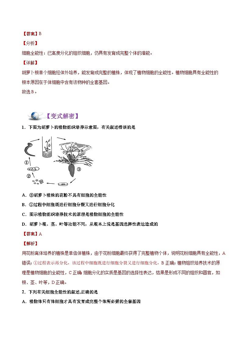 新高考生物二轮复习讲义+分层训练解密09 细胞的分化、衰老、凋亡及癌变（含解析）第3页