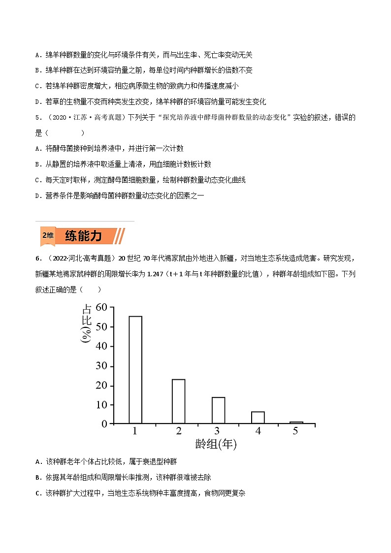 新高考生物一轮复习小题多练第27练 种群及其动态（原卷版）第2页