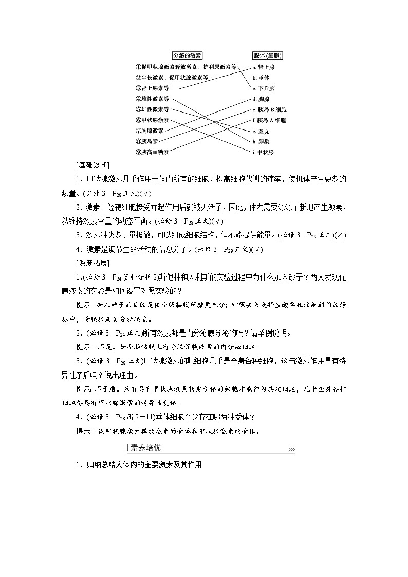 新高考生物一轮复习学案：第25讲　体液调节及与神经调节的关系02