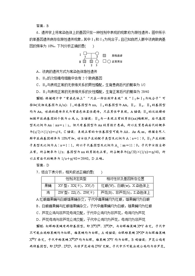 新高中生物一轮复习专题训练：第16讲 基因在染色体上（word含解析）03