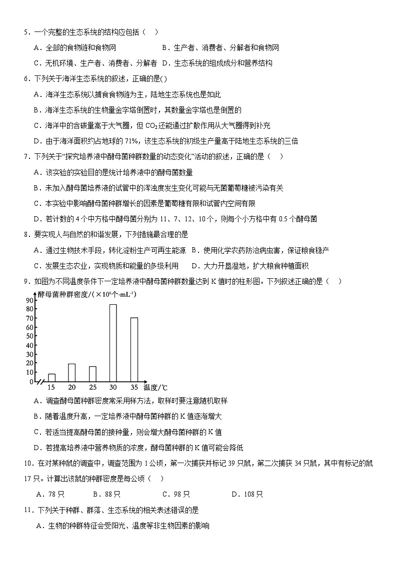 新高考生物二轮复习专题训练专题四 生物与环境（选择题特训）（原卷版）第2页