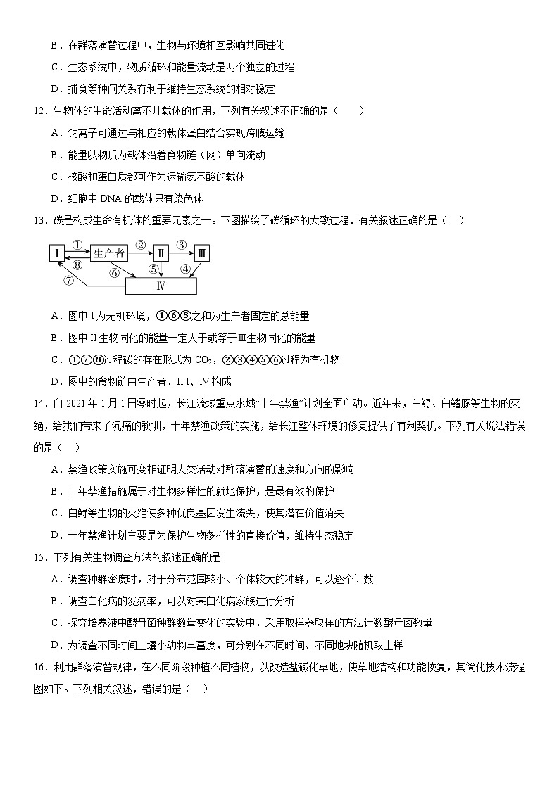 新高考生物二轮复习专题训练专题四 生物与环境（选择题特训）（原卷版）第3页