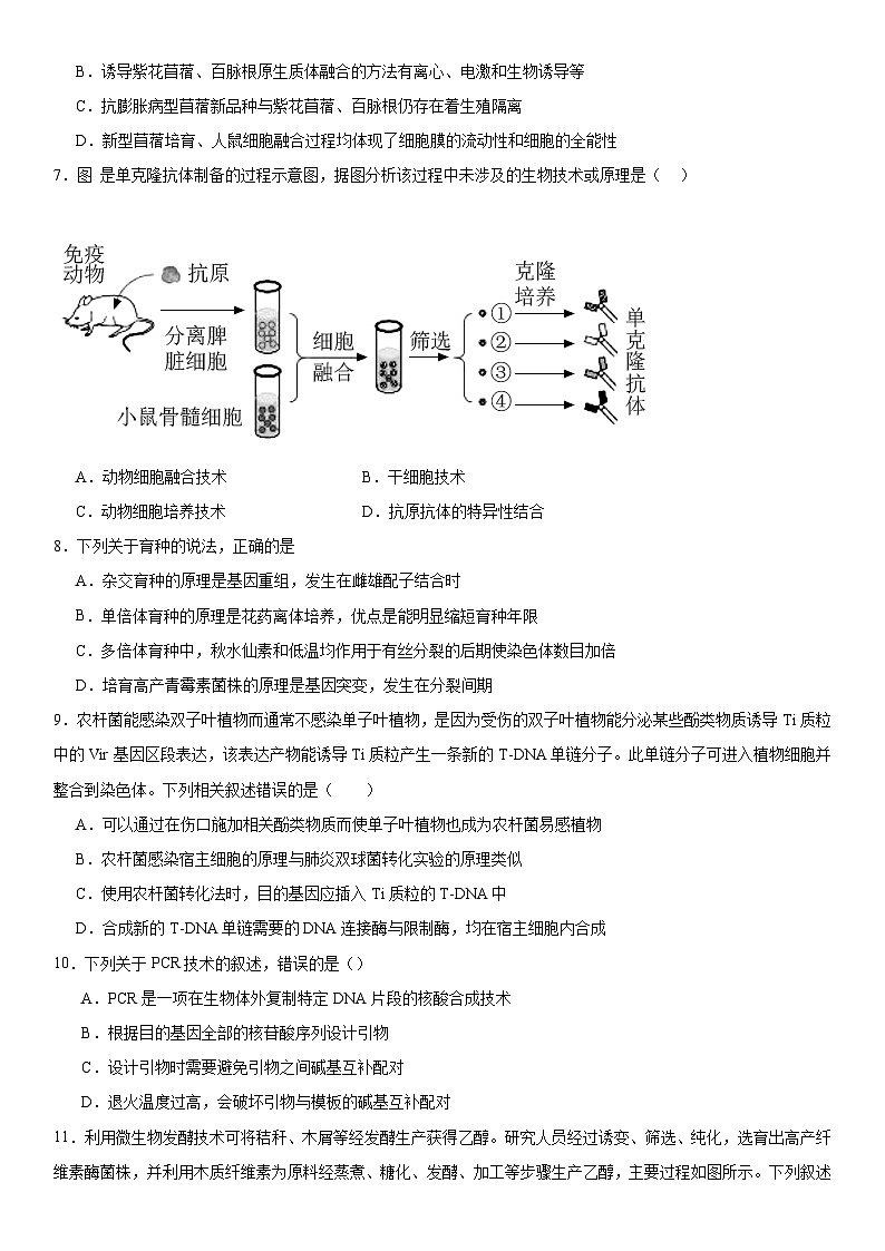 新高考生物二轮复习专题训练专题五 生物技术与工程（选择题特训）（2份，原卷版+解析版）02