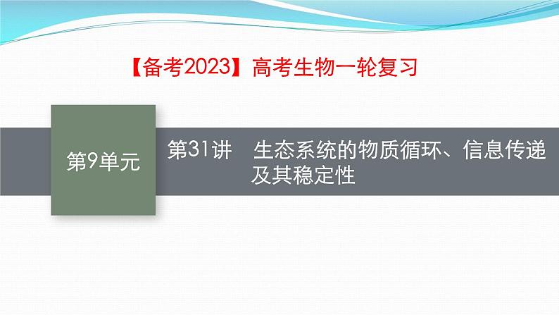 新高考生物一轮复习课件：第31讲　生态系统的物质循环、信息传递及其稳定性（含解析）第1页