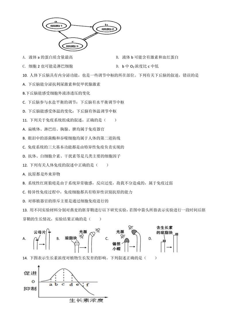 江苏省扬州市广陵区2023～2024学年高二上学期期中考试生物学（选修）试题（含答案）第3页