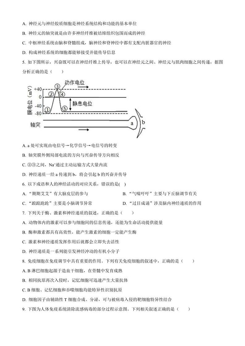 江苏省扬州市邗江区2023～2024学年高二上学期期中调研测试生物（解析版）第2页
