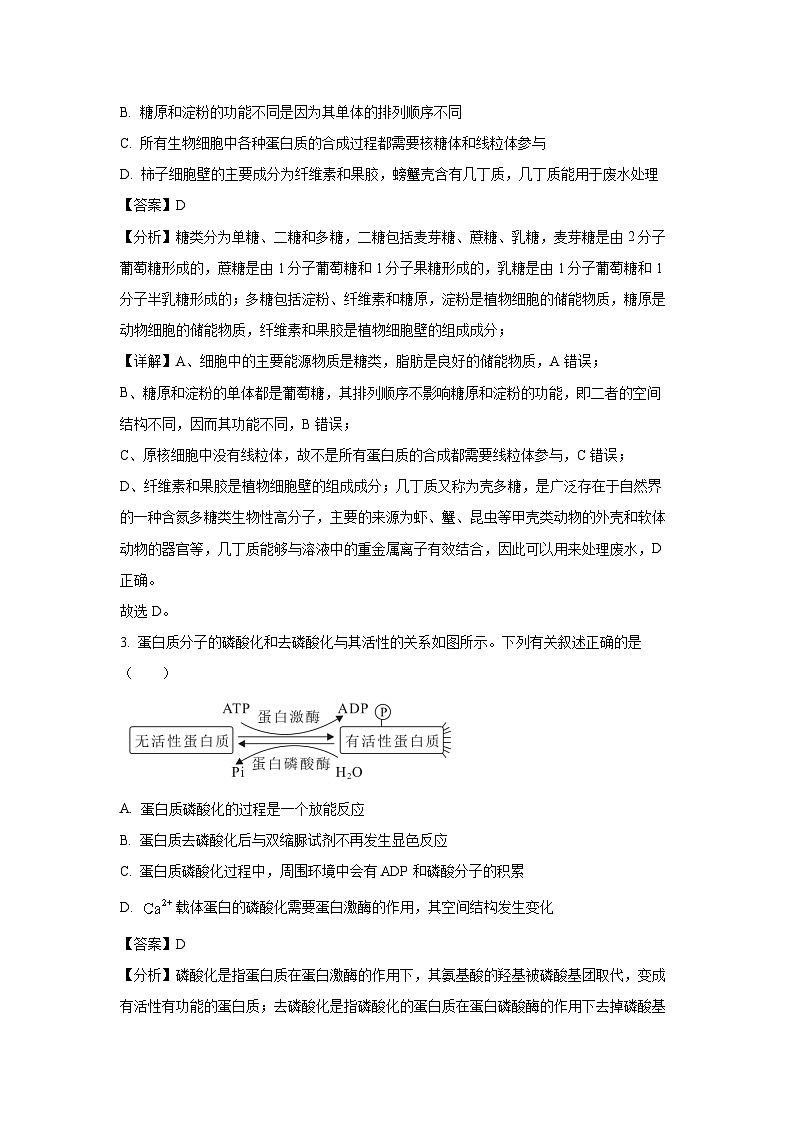 湖南省郴州市“十校联盟”2023-2024学年高一上学期期末模拟生物试题（解析版）第2页