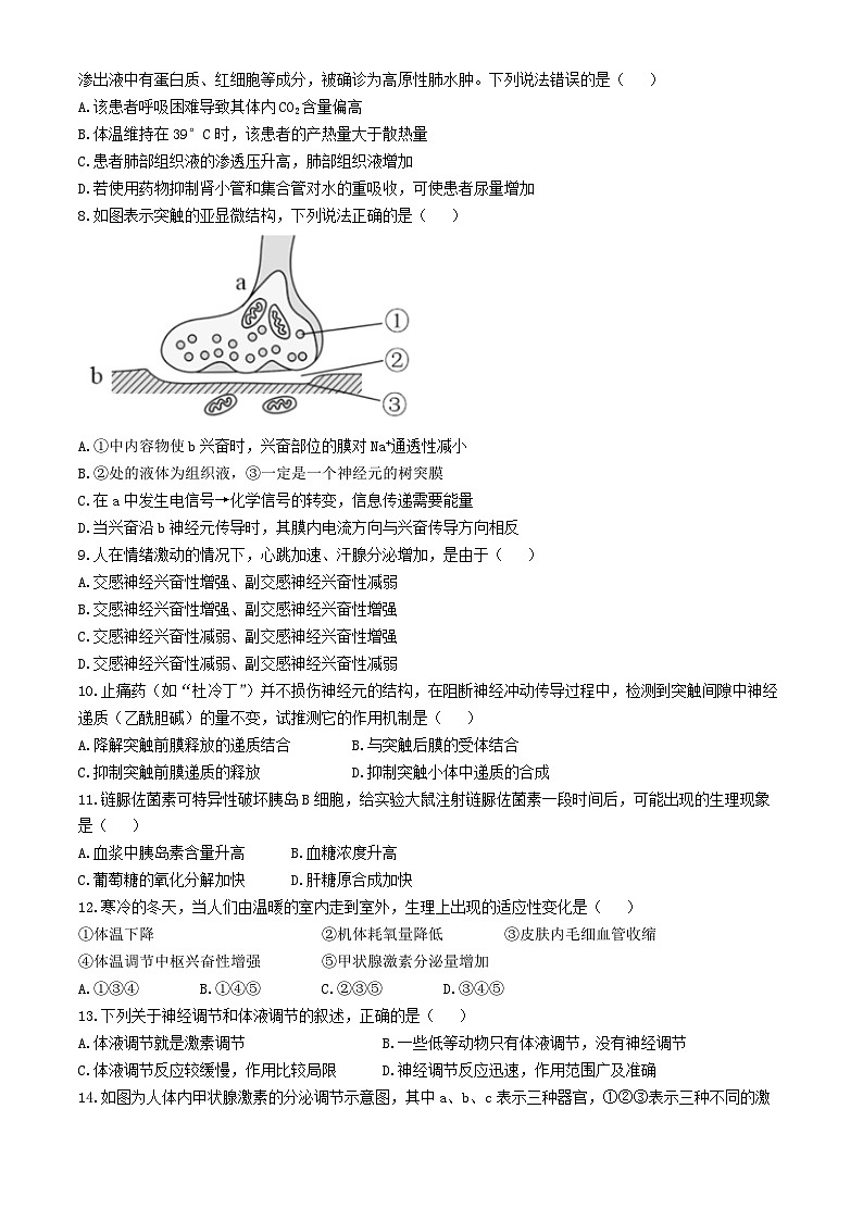 新疆维吾尔自治区喀什地区莎车县2024-2025学年高二上学期10月期中考试生物试题(无答案)02
