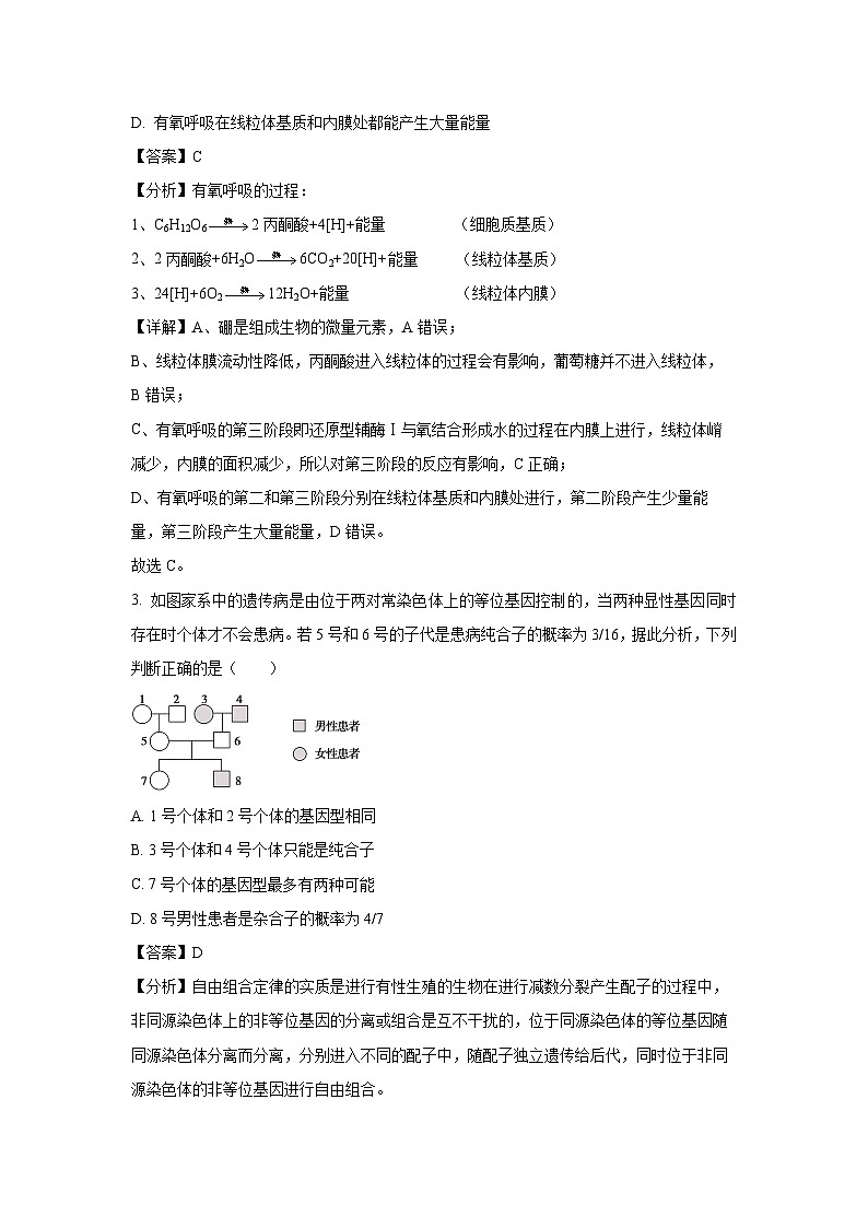 2024届内蒙古通辽市高三下学期第一次高考模拟考试生物（解析版）第2页
