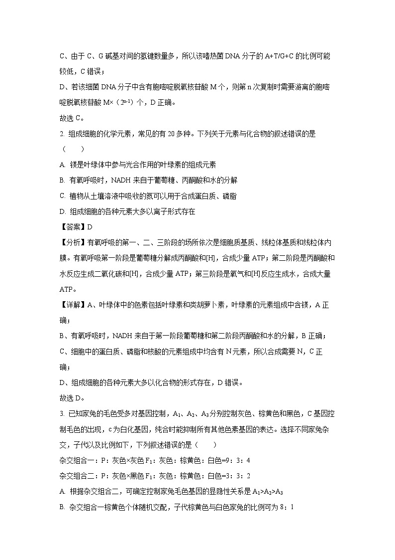 2024届辽宁省高三三模生物试卷（解析版）第2页