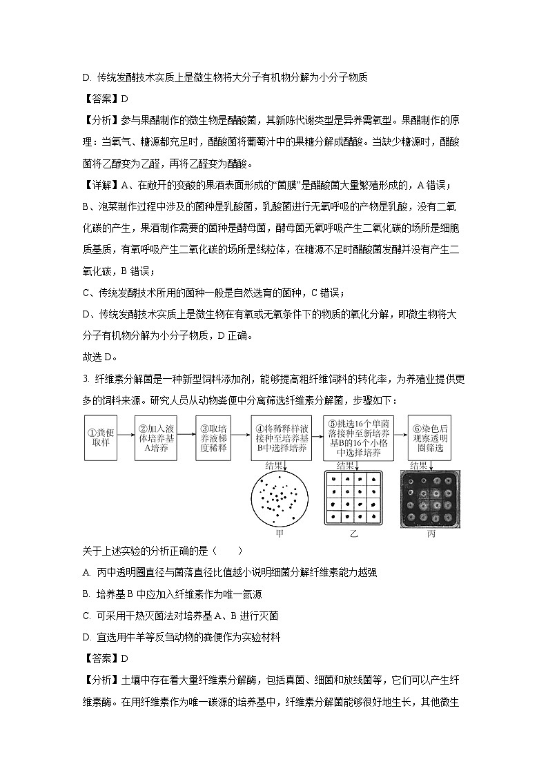 河南省三门峡市2023-2024学年高二下学期5月期末生物试卷（解析版）02