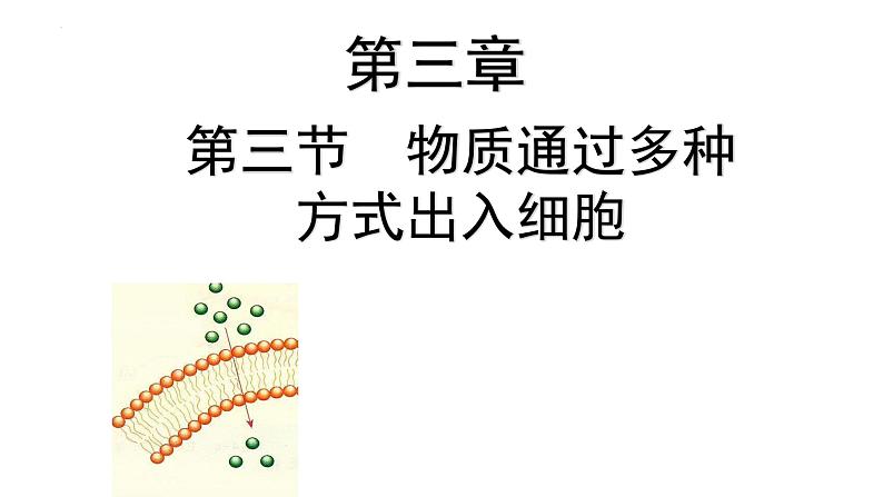 3.3物质通过多种方式出入细胞课件-2024-2025学年高一上学期生物浙科版必修1第1页