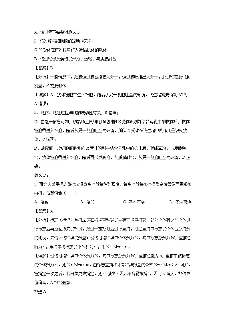 浙江省杭州市2023-2024学年高二下学期6月期末生物试卷(解析版)03