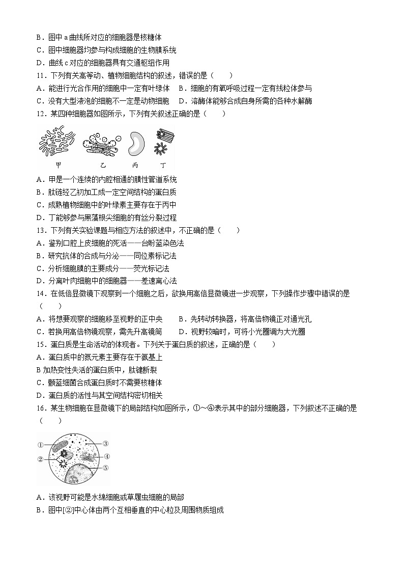安徽省合肥一六八中学2023-2024学年高一上学期期中考试生物试题第3页