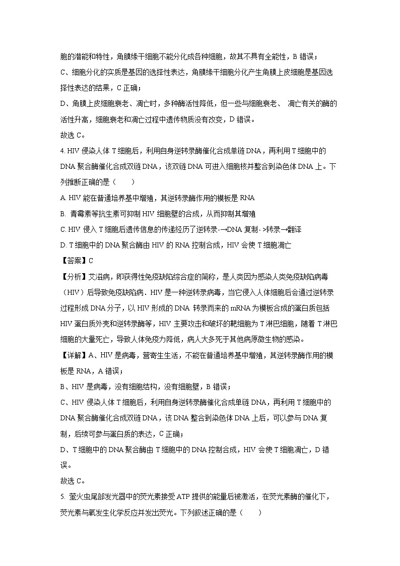 湖南省部分学校2024-2025学年高三上学期9月月考生物试卷(解析版)03