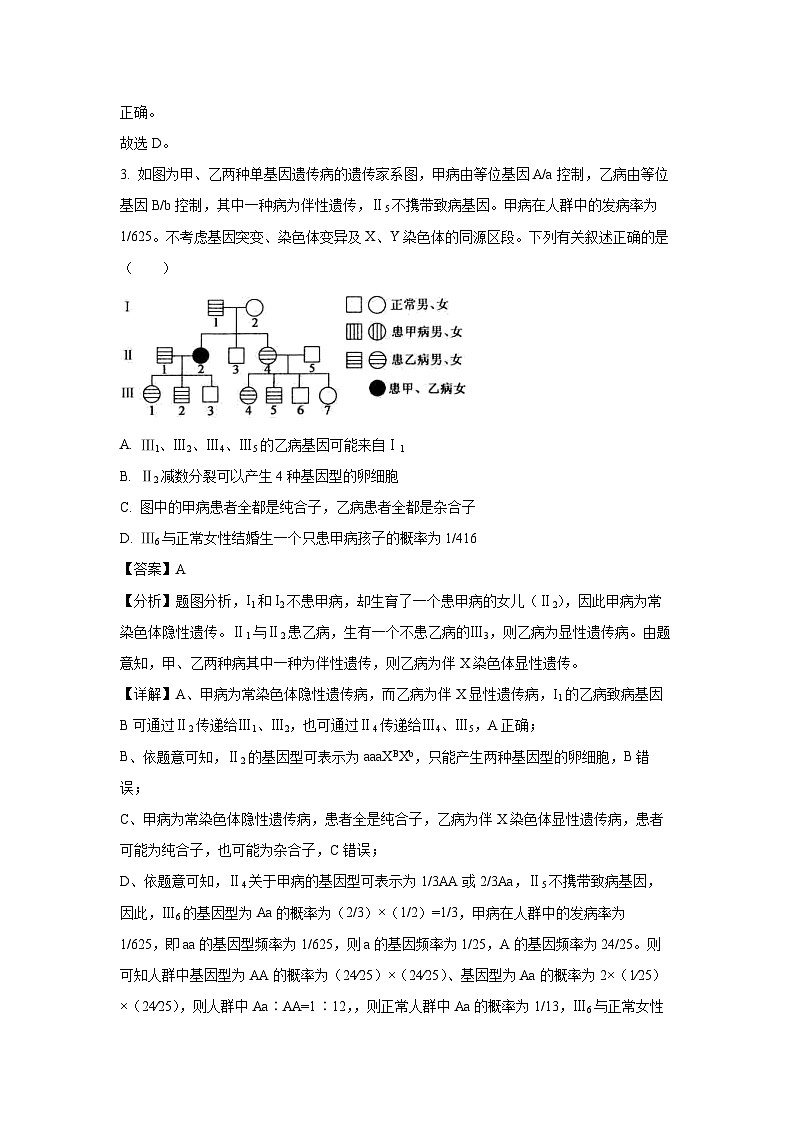 2024年云南省楚雄州高考模拟生物试卷(解析版)第2页