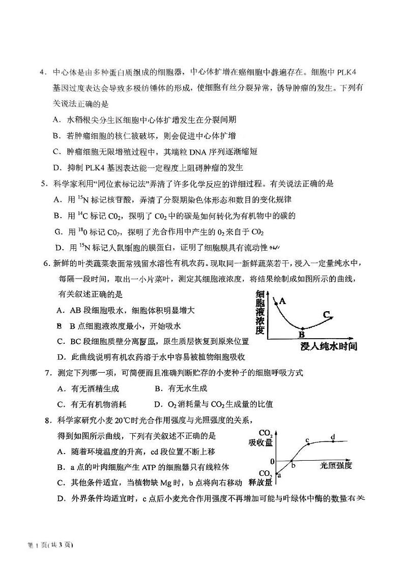 黑龙江省齐齐哈尔市联谊校2024-2025学年高三上学期期中考试生物试题02