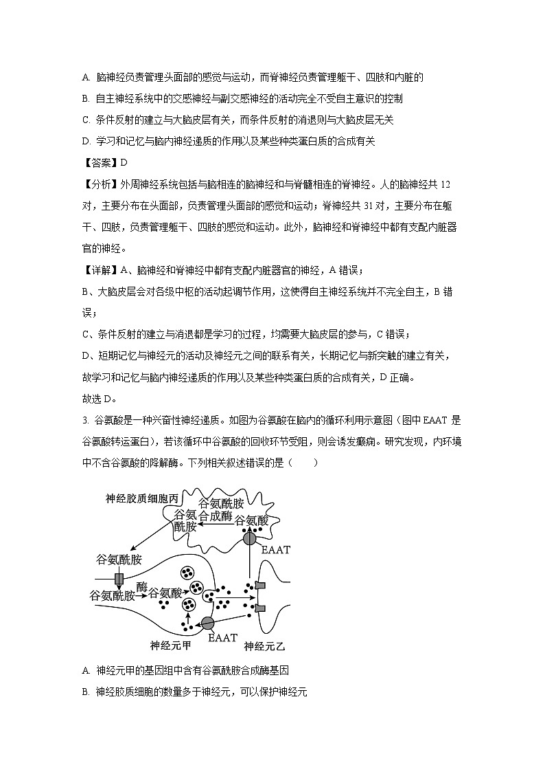 河南省平顶山市2023-2024学年高二下学期期末考试生物试卷(解析版)第2页