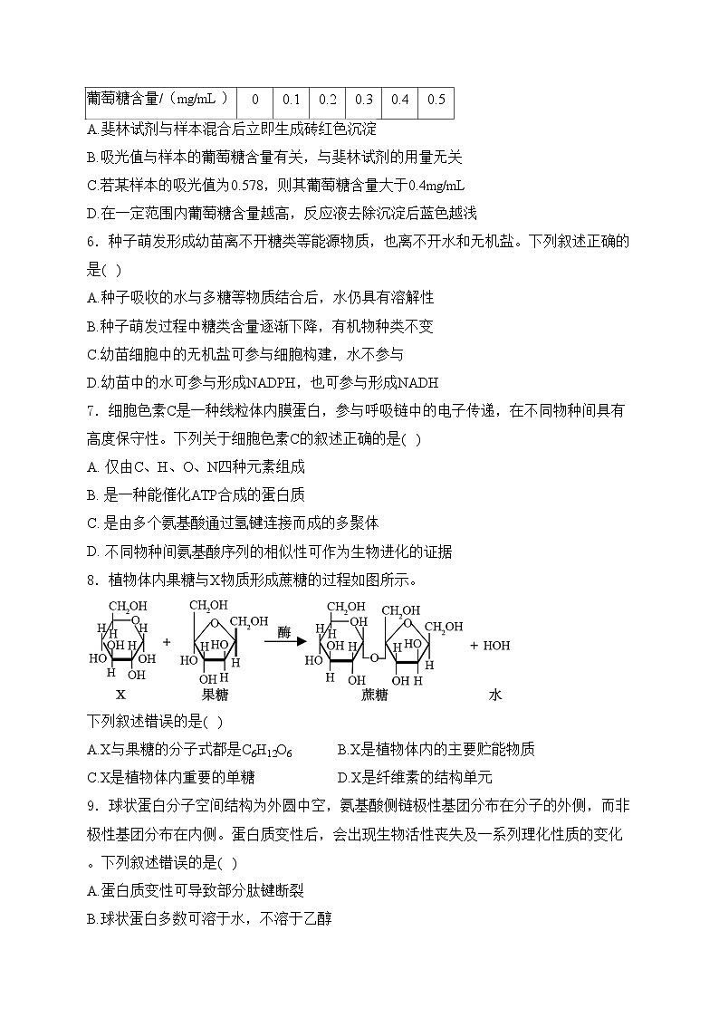 考点1 细胞的分子组成——五年（2020—2024年）高考生物学真题专项分类汇编(含答案)第2页